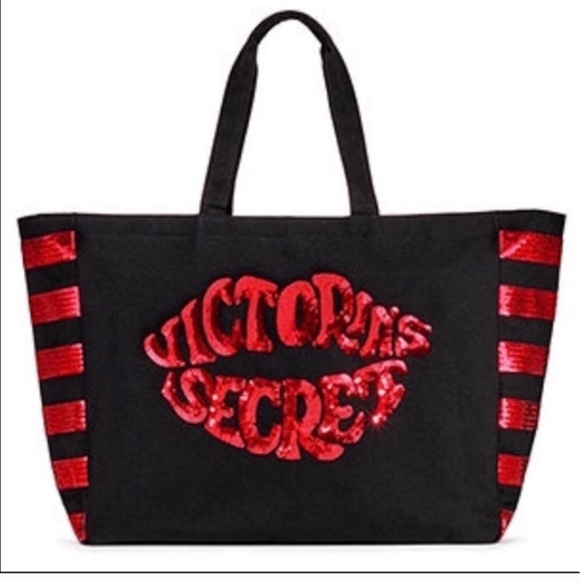 Victoria's Secret Handbags - Victoria’s Secret Red Lips Bling Tote NWT